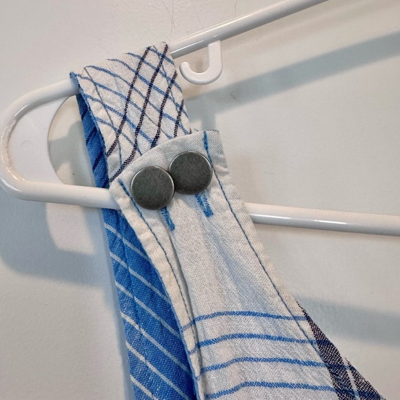 Urban Outfitters Blue & Gray Romana Plaid Linen Shift Dress Size XS - Picture 6 of 8